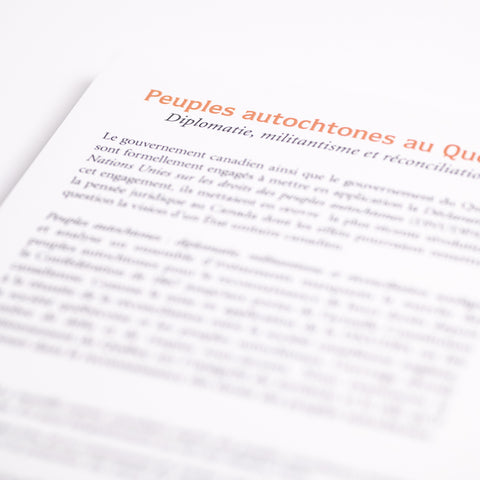 Peuples autochtones au Québec - Diplomatie, militantisme et réconciliation